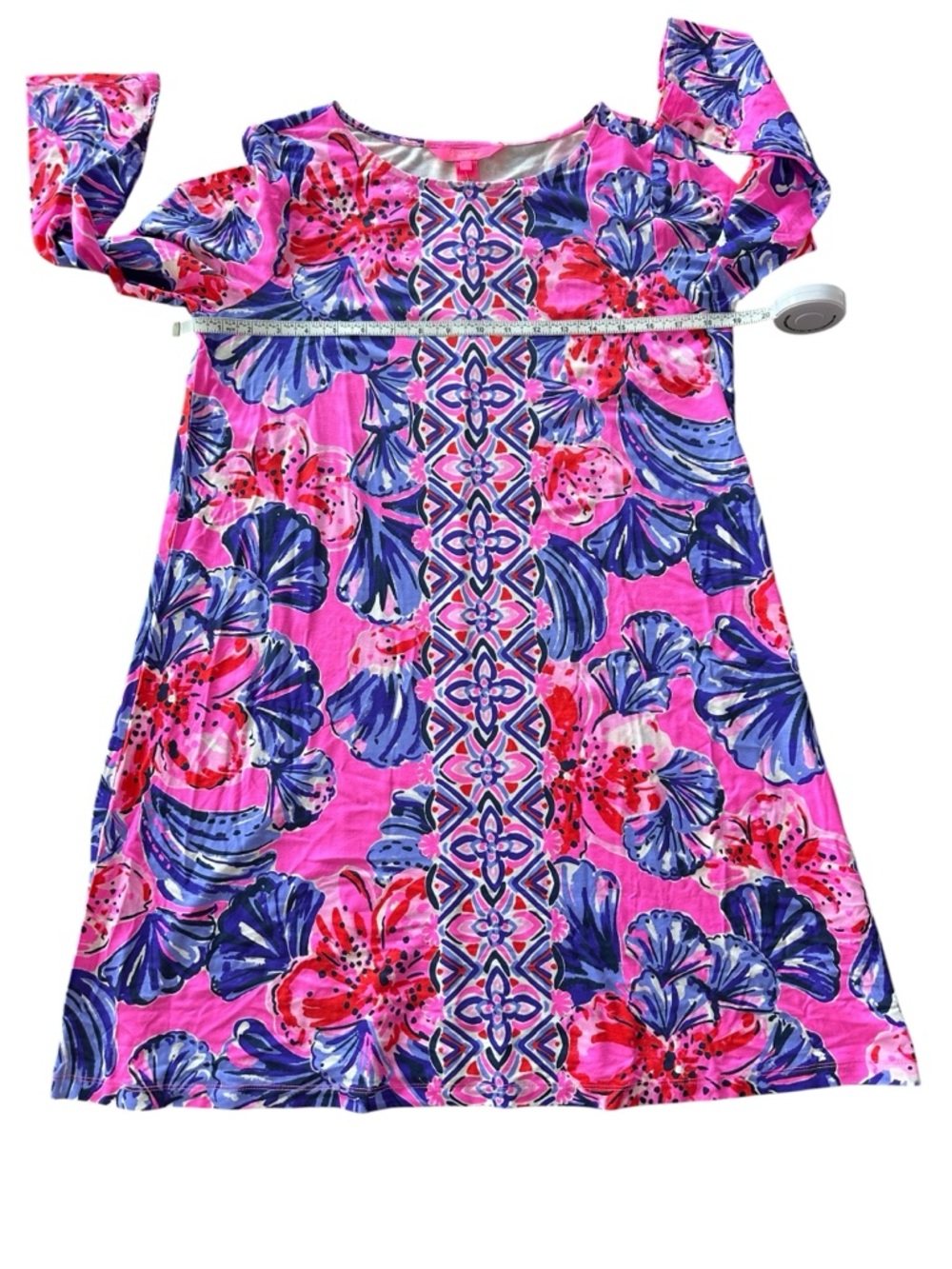 Lilly Pulitzer Ophelia Knit Swing Dress Plumeria Pink in Hollidaze Size Medium - Picture 9 of 10